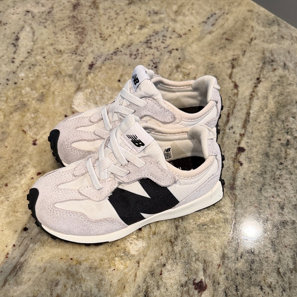 New Balance Kids' Cream and Black Sneakers